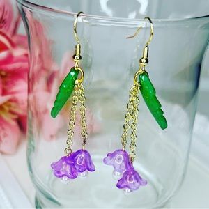 Handmade Botanical Flower Dangling Drop Earrings